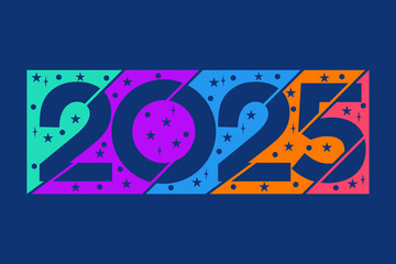 2025 Happy New Year, colorful design vector. trend new year 2025 template