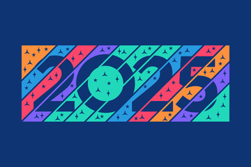 2025 Happy New Year, colorful design vector. trend new year 2025 template