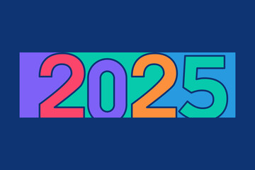 2025 Happy New Year, colorful design vector. trend new year 2025 template
