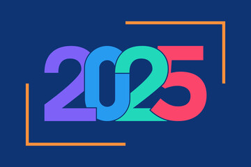 2025 Happy New Year, colorful design vector. trend new year 2025 template