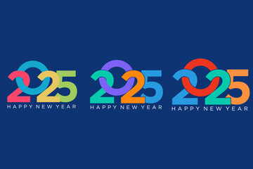 2025 Happy New Year, colorful design vector. trend new year 2025 template