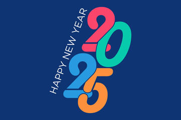 2025 Happy New Year, colorful design vector. trend new year 2025 template