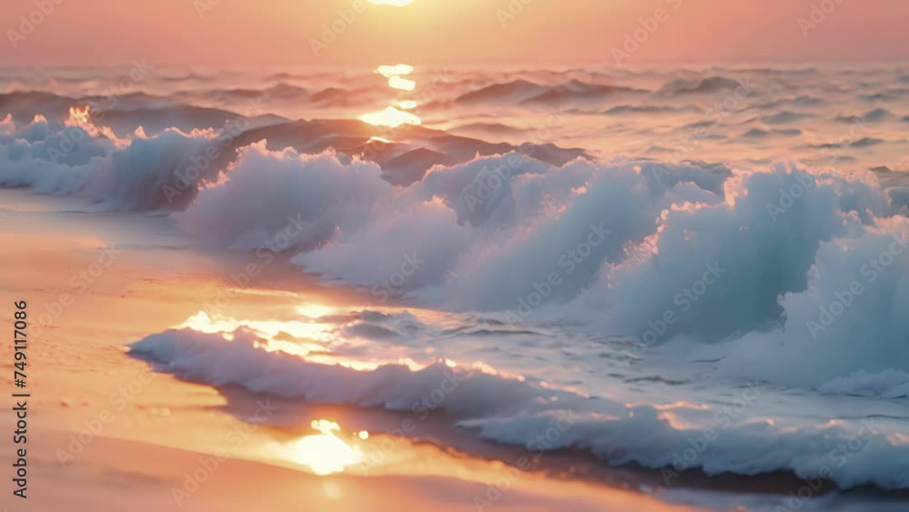 Poster closeup of the intricate patterns created by gentle waves gently lapping against the shore inviting 
