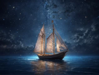 Foto op Plexiglas sailing ship at night © Shannon