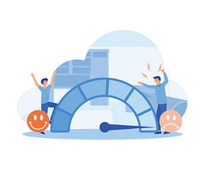 Stress Level concept. Man solves problems and reduces psychological pressure. Person tired because of emotional and work overload. Burnout and increased productivity. flat vector modern illustration 