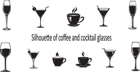 Bundling Elegant silhouettes coffee and cocktail glasses Stylish and versatile visual appeal Generative AI