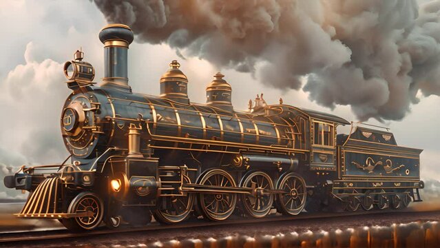 antique steam locomotive, generative ai