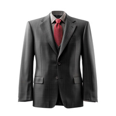 Black Business Style Suit Without Man isolated on a white background. Generative AI