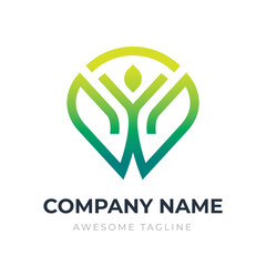 Gradient Letter W logo design