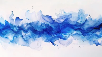 Papier Peint photo Lavable Cristaux Abstract blue watercolor on white background.The color splashing on the paper