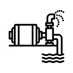 Vector black line icon for Water pump