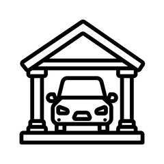 Vector black line icon for Domestic vehicle