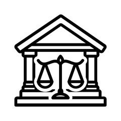 Vector black line icon for District court