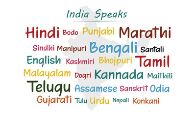 India Speaks , Indian Languages word cloud vector illustration