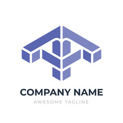 Flat Letter TM logo design