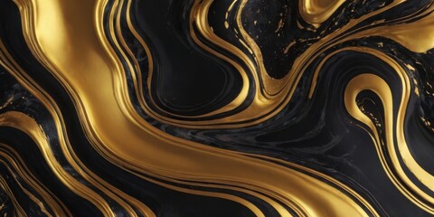 Liquid black marble with gold textures. Luxury pattern, golden, fluid illustration. Abstract melted, golden, texture.