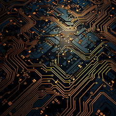 Digital circuit board forming an intricate pattern 