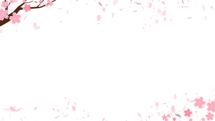 桜の木と花びらのフレーム_4Kサイズ