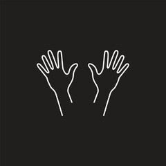 Human hand back and palm view vector illustration, male female anatomy line art