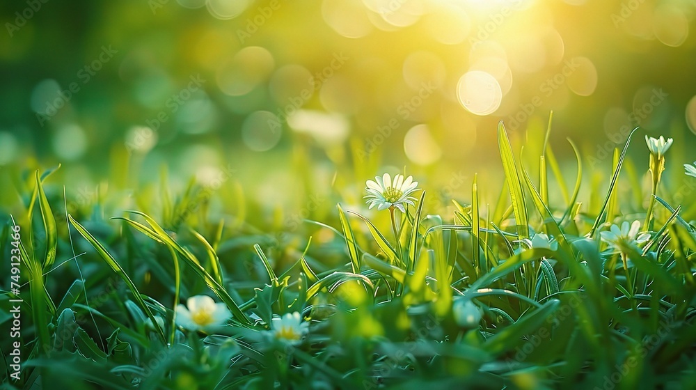 Poster art abstract spring background or summer background with fresh grass.