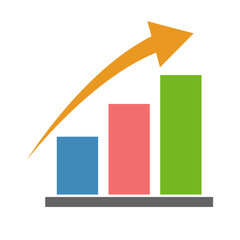 Colorful increasing bar graph icon