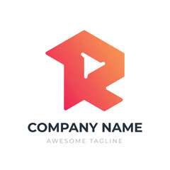 Gradient Letter R logo design
