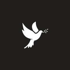 Dove on peace and cross isolated religion symbol. Vector holy spirit bird 