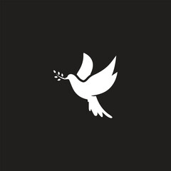 Dove Icon on Black and White Vector Backgrounds
