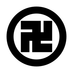 Round swastika icon. Temple map symbol icon. Vector.