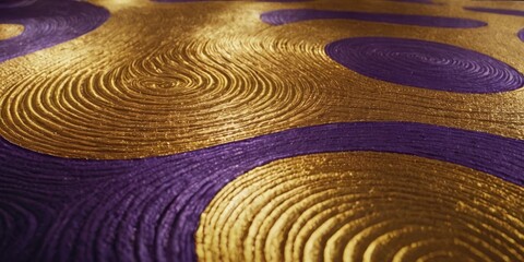 Fototapeta na wymiar Ripples of Purple and golden Groove Mazelike Patterns