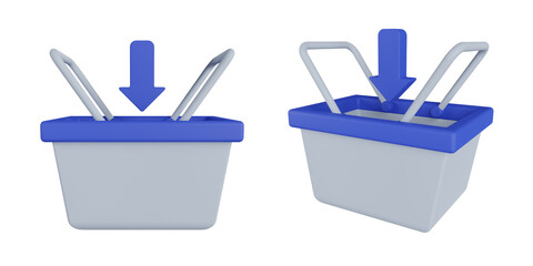 3d add to basket, 3d render icon illustration, transparent background, ecommerce