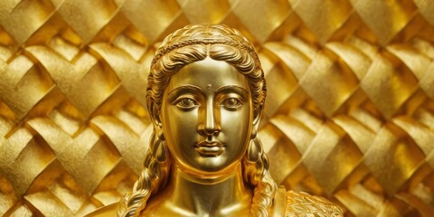 Shiny element of golden statue weave background