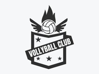 Volleyball Logo Design, Volleyball Lettering Design, Volleyball Passion Monogram Art, Volleyball Typeface Logo, Sports Elegance Volleyball, Typography Badge, Typography Design, illustration
