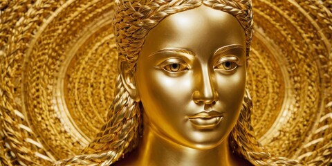 Shiny element of golden statue weave background