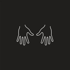  Human hand back and palm view vector illustration, male female anatomy line art