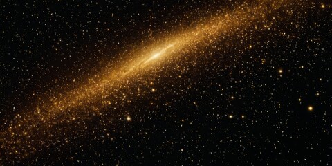 Shiny gloss gold texture background material with copy space galactic star dust in black space