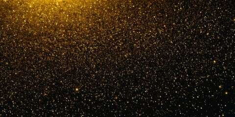 Fototapeta na wymiar Shiny gloss gold texture background material with copy space galactic star dust in black space