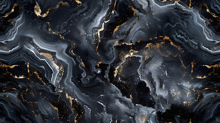 Black Marble Swirl Background with Grey Accents for Sophisticated and Modern Designs