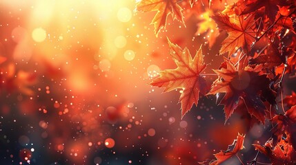 Fototapeta na wymiar Autumn leaves on the sun. Fall blurred background
