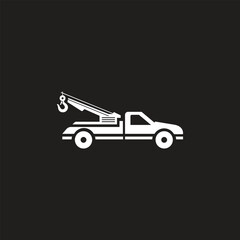 Old vintage tow truck vector illustration. Retro service vehicle.