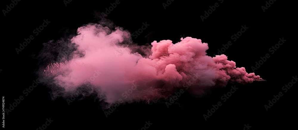 Sticker a pink cloud of smoke billows out against a stark black background, creating a striking contrast. th