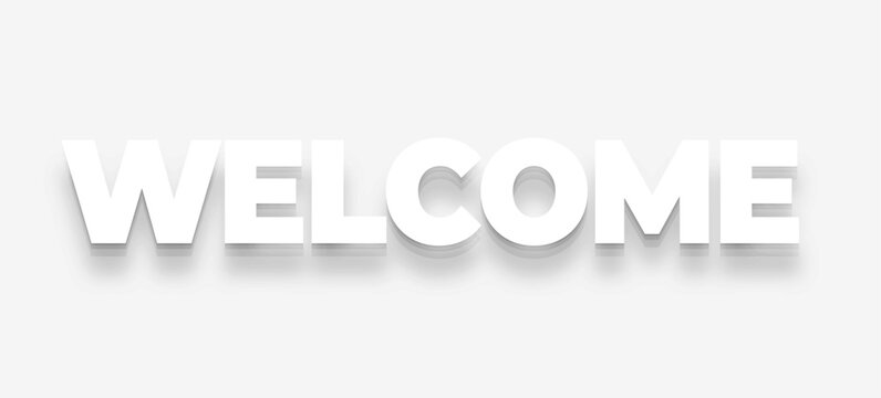 3d style elegant welcome text on white banner design