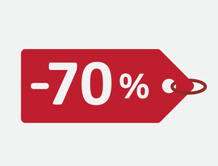 70% discount red label. for sale. promotion. special offer promotion. discount percentage. vector flat design. seventy percent off	