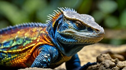 Fototapeta premium amazing reptile that changes different colors 8K HDR Size 16.9 