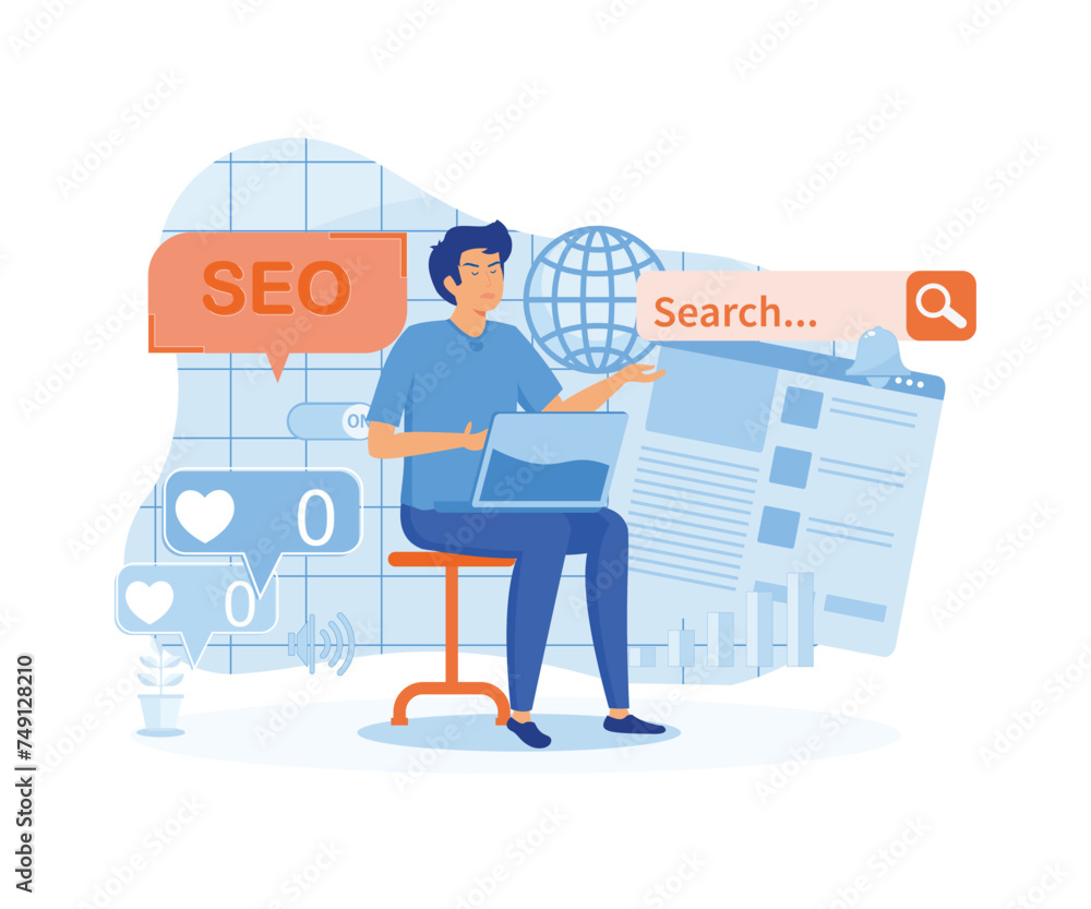 Poster blog promotion mistake. content production without seo content audit. idea of search engine optimiza