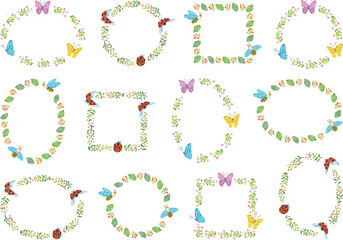 春　植物　昆虫　イラストフレームセット