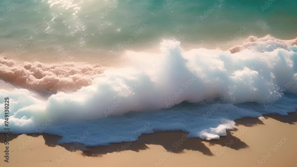 Poster closeup of the intricate patterns created by gentle waves gently lapping against the shore inviting 