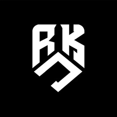Obraz premium RJK letter logo design on black background. RJK creative initials letter logo concept. RJK letter design. 