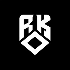 Obraz premium ROK letter logo design on black background. ROK creative initials letter logo concept. ROK letter design. 