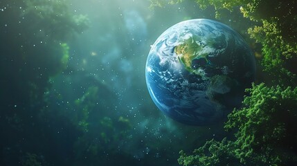 Obraz na płótnie Canvas Blue planet. Abstract eco backgrounds with Earth globe and forest.